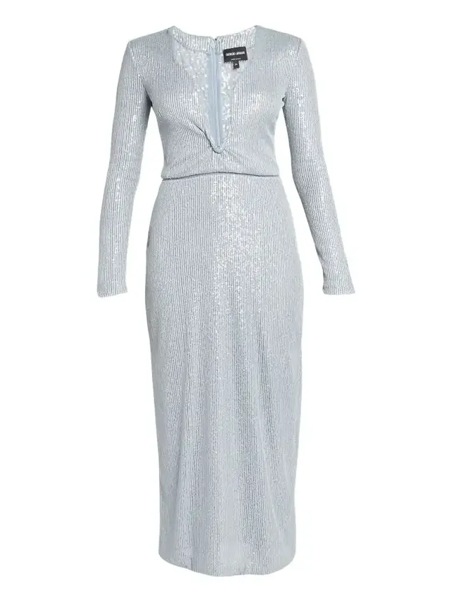 Plunging Sequined Knit Dress Plunging Sequined Knit Dress