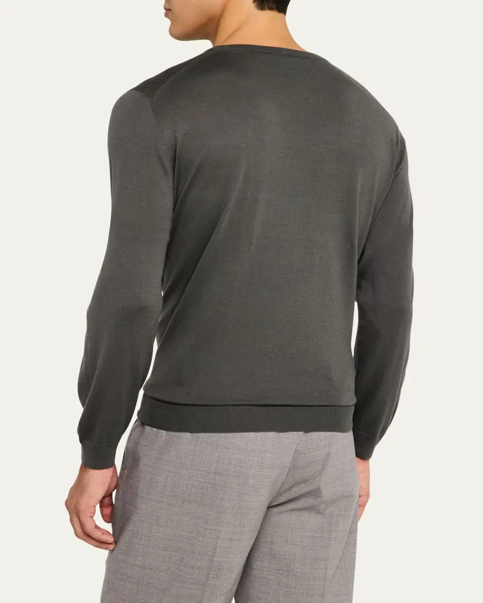 Giorgio Armani Men's Silk-Cotton Crew Sweater | Thumbnail 3 Giorgio Armani Men's Silk-Cotton Crew Sweater | Thumbnail 3
