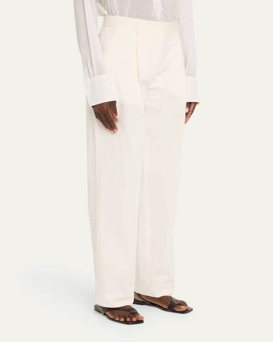 Toteme Slant-Pocket Pleated Straight-Leg Cotton Trousers | Thumbnail 4