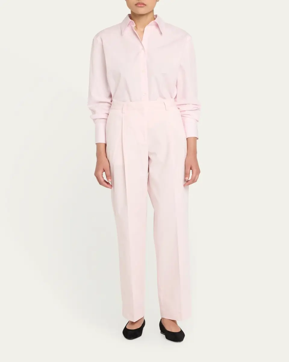 Toteme Slant-Pocket Pleated Straight-Leg Cotton Trousers | Thumbnail 6
