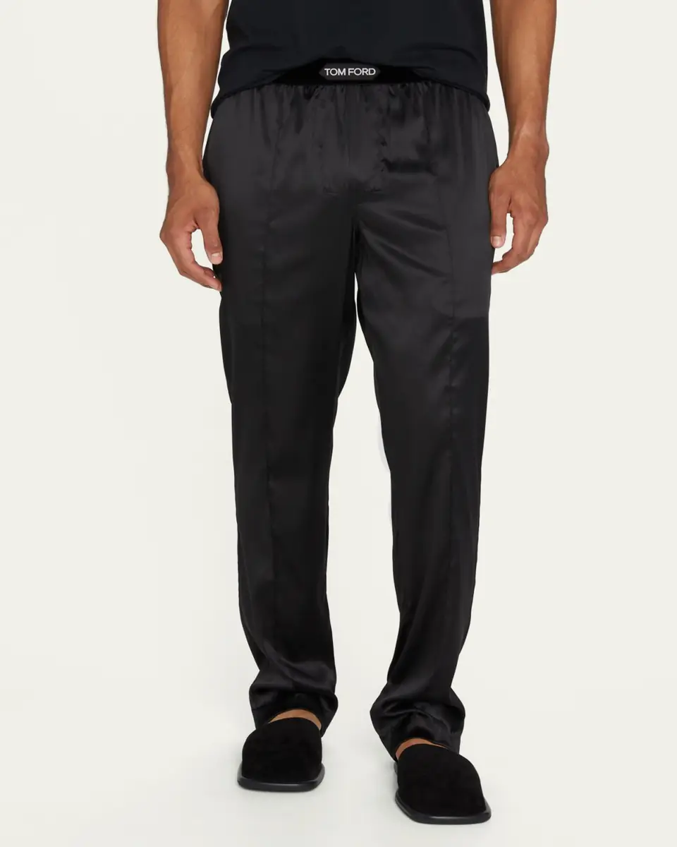 Tom Ford Men's Silk Logo Pajama Pants | Thumbnail 4 Tom Ford Men's Silk Logo Pajama Pants | Thumbnail 4