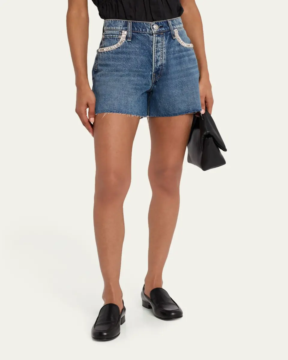 Rag & Bone Embellished Cut-Off Denim Shorts | Thumbnail 4 Rag & Bone Embellished Cut-Off Denim Shorts | Thumbnail 4