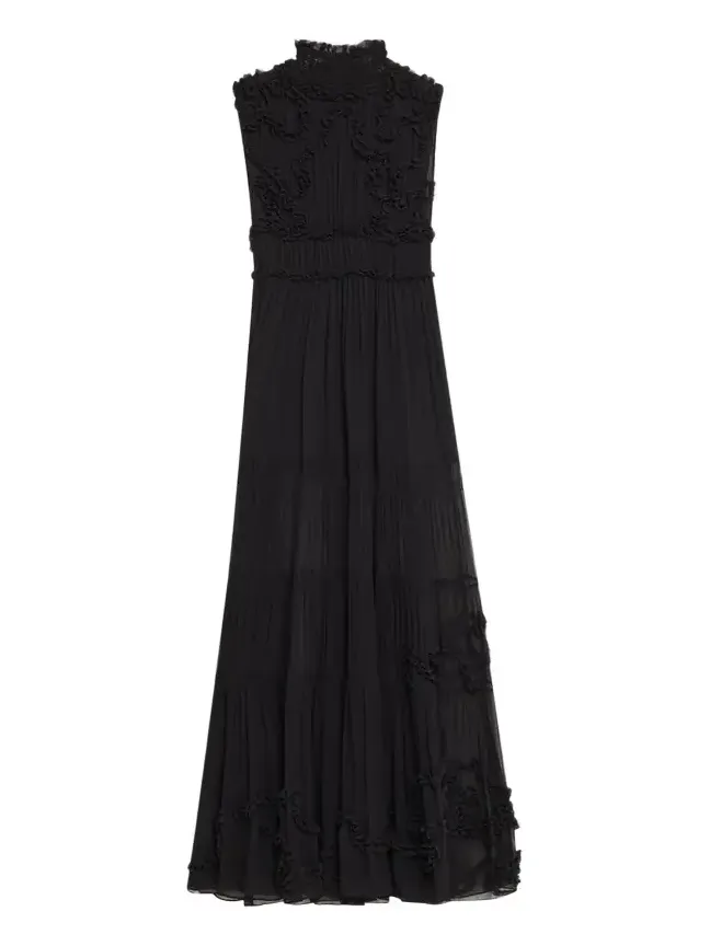 Verona Smocked Silk Turtleneck Gown Verona Smocked Silk Turtleneck Gown