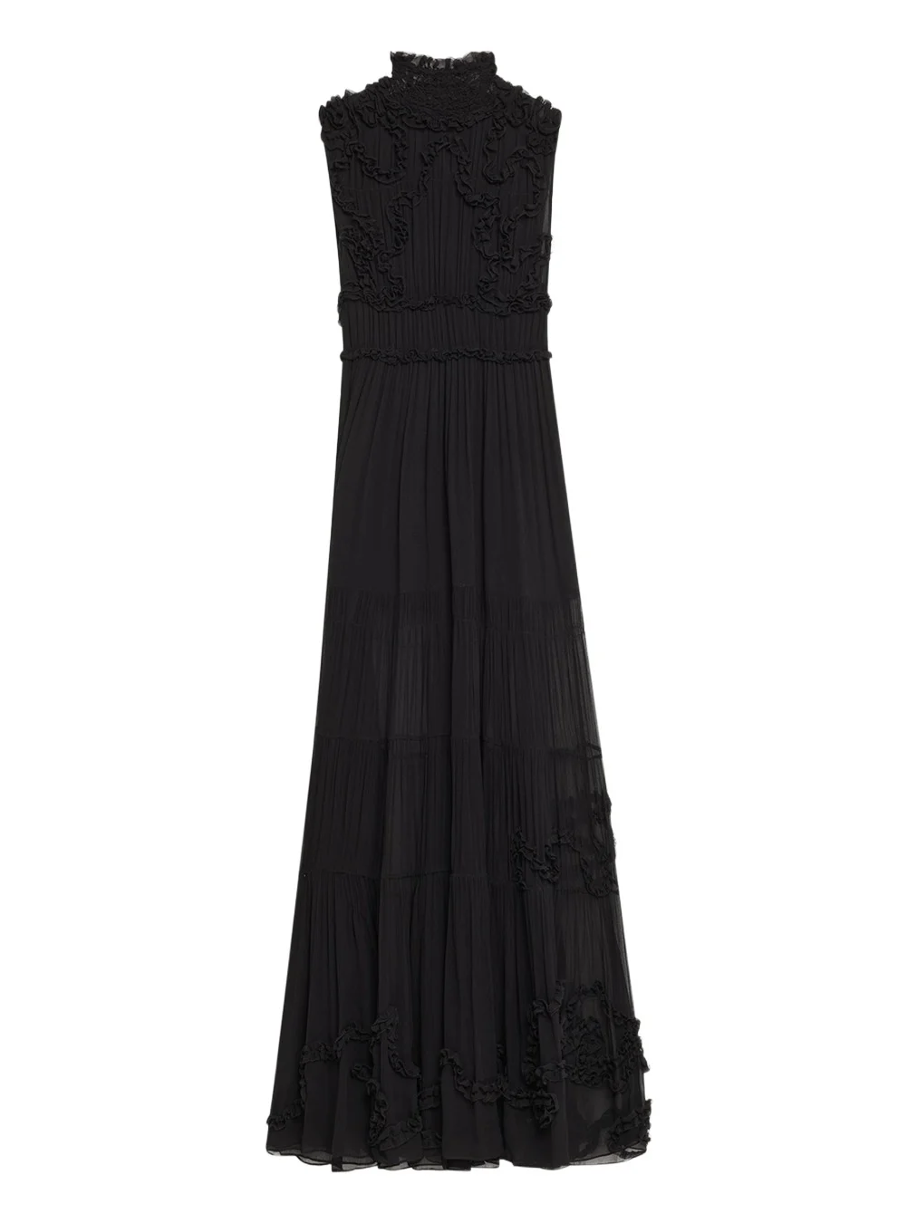 Verona Smocked Silk Turtleneck Gown Verona Smocked Silk Turtleneck Gown