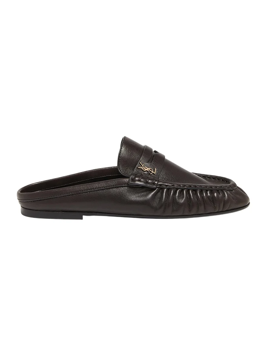Saint Laurent Le Loafer Leather Penny Loafer Mules