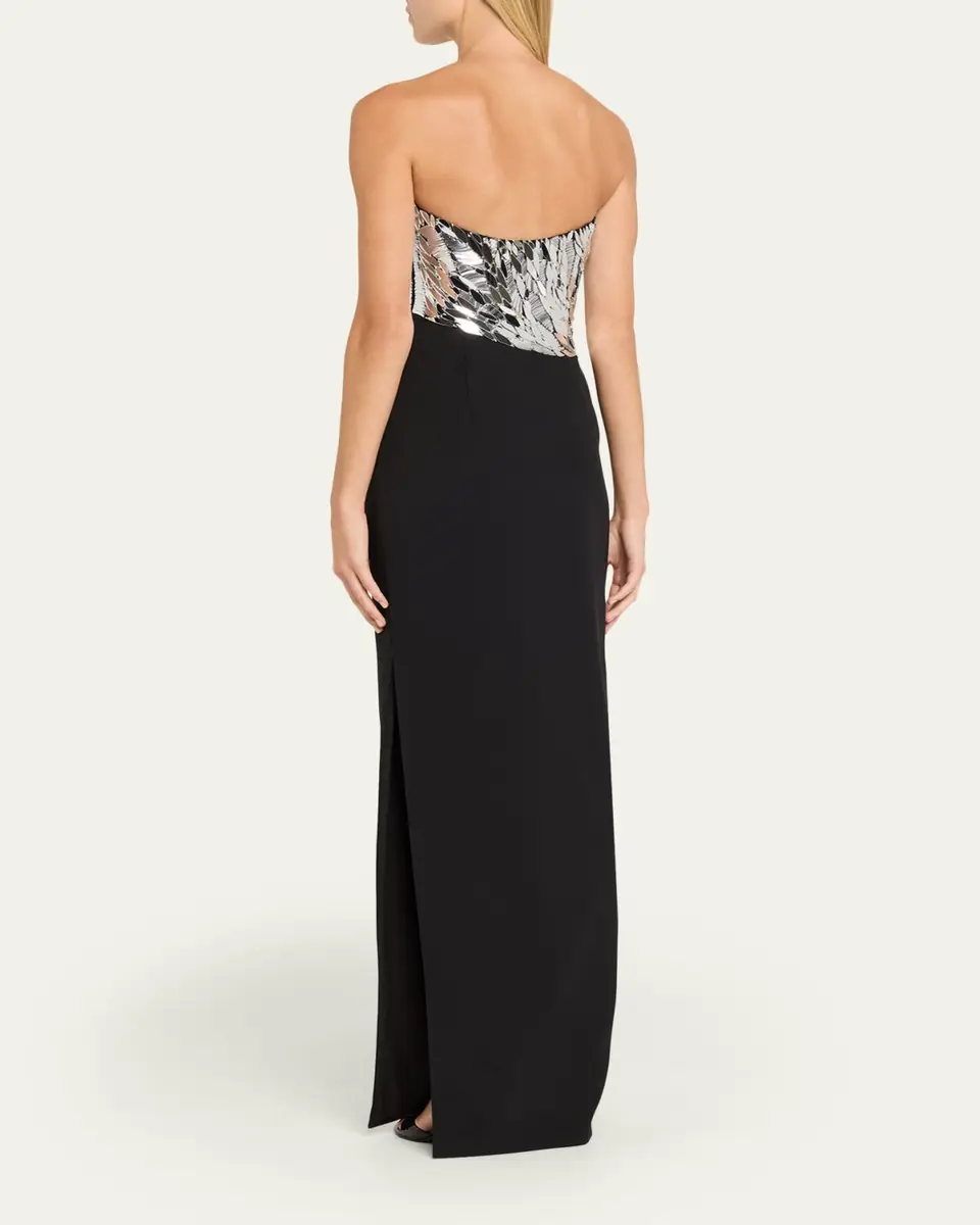 PAMELLA ROLAND Asymmetric Strapless Mirrored Crepe Column Gown | Thumbnail 3 PAMELLA ROLAND Asymmetric Strapless Mirrored Crepe Column Gown | Thumbnail 3