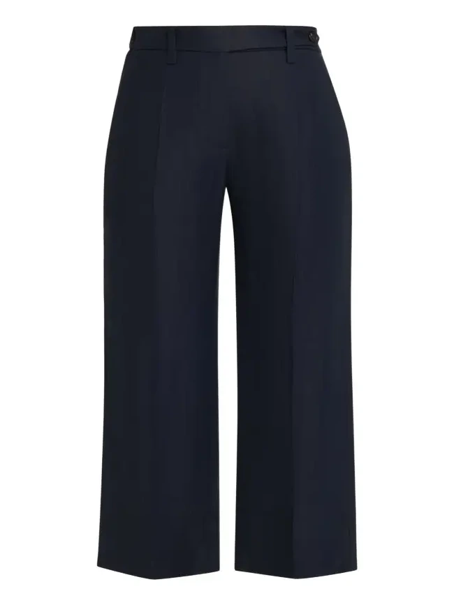 Brunello Cucinelli Linen Twill Wide-Leg Crop Cigarette Pants