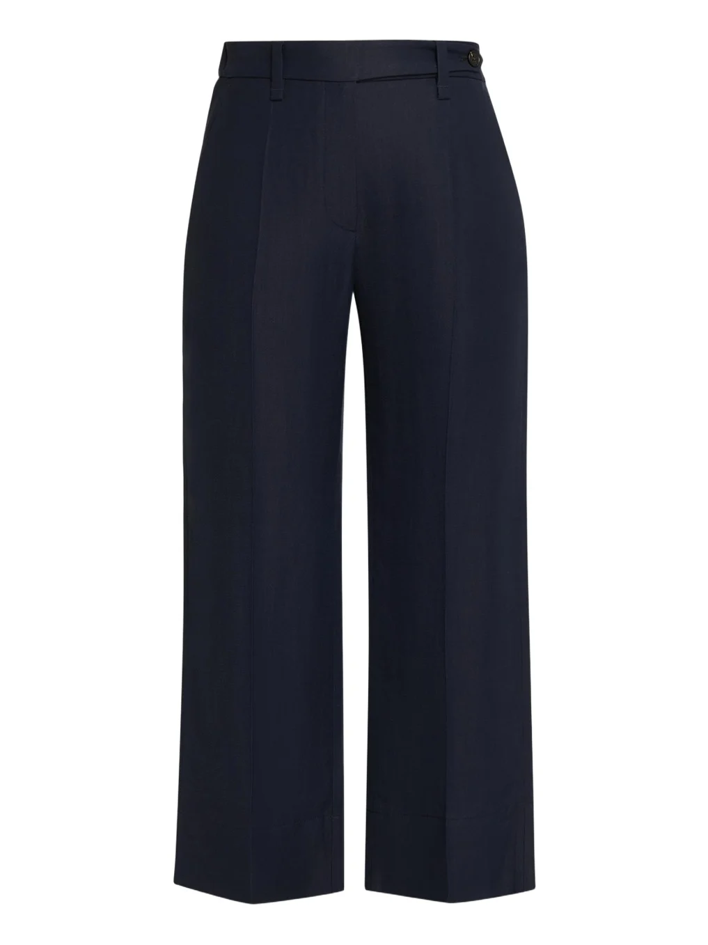 Linen Twill Wide-Leg Crop Cigarette Pants