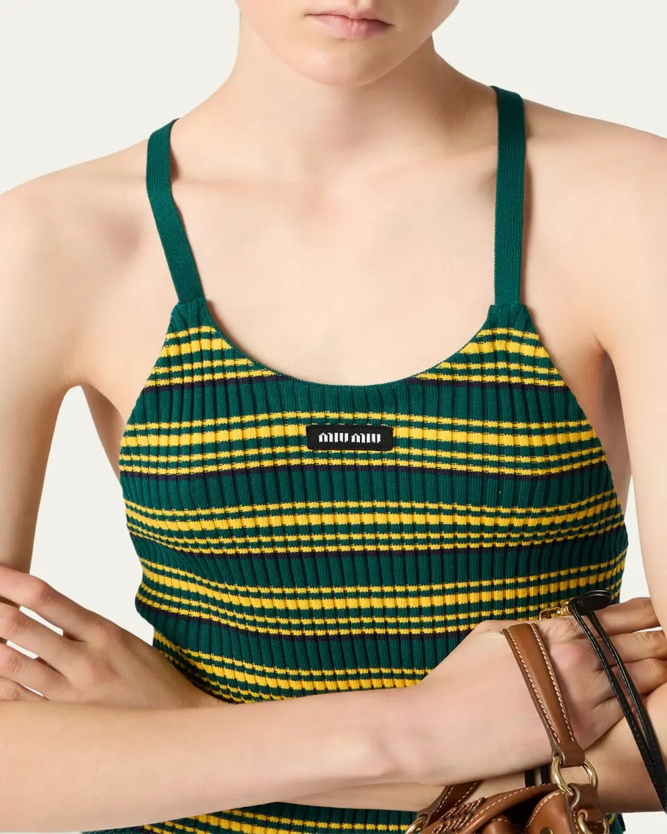 Miu Miu Striped Knit Strappy Backless Tank Top | Thumbnail 4 Miu Miu Striped Knit Strappy Backless Tank Top | Thumbnail 4