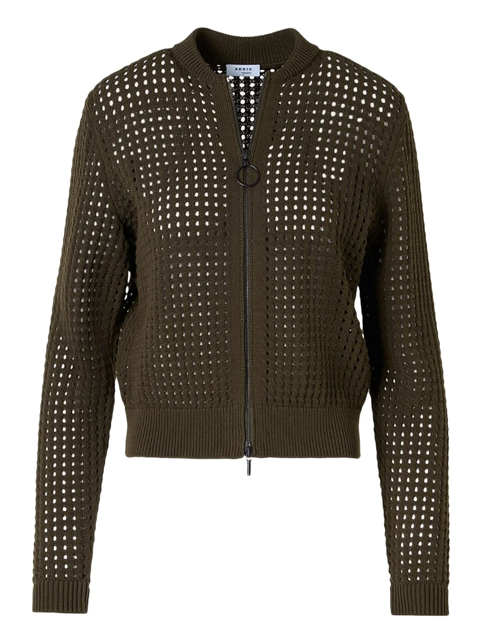 Chunky Cotton Mesh Zip Bomber Cardigan Chunky Cotton Mesh Zip Bomber Cardigan