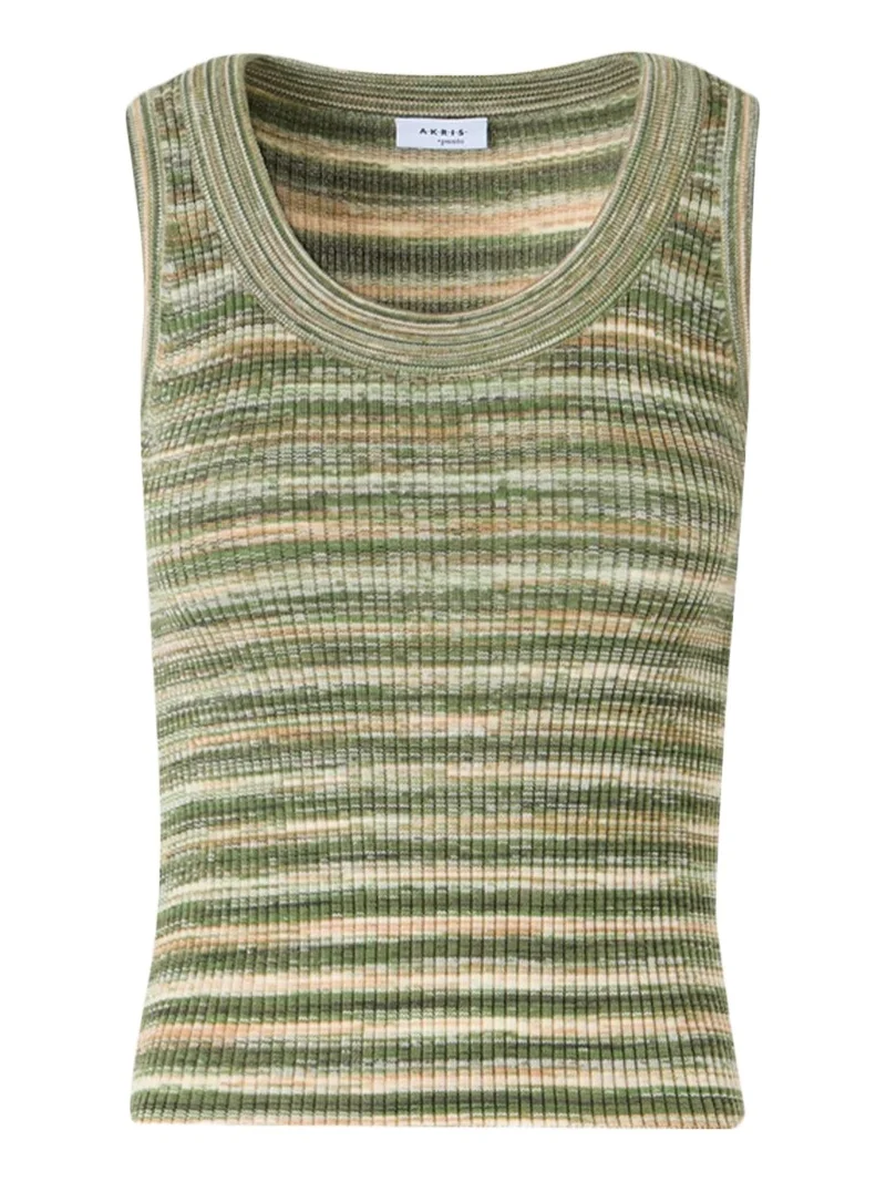 Akris punto Scoop-Neck Space Dye Merino Wool Rib Tank Top