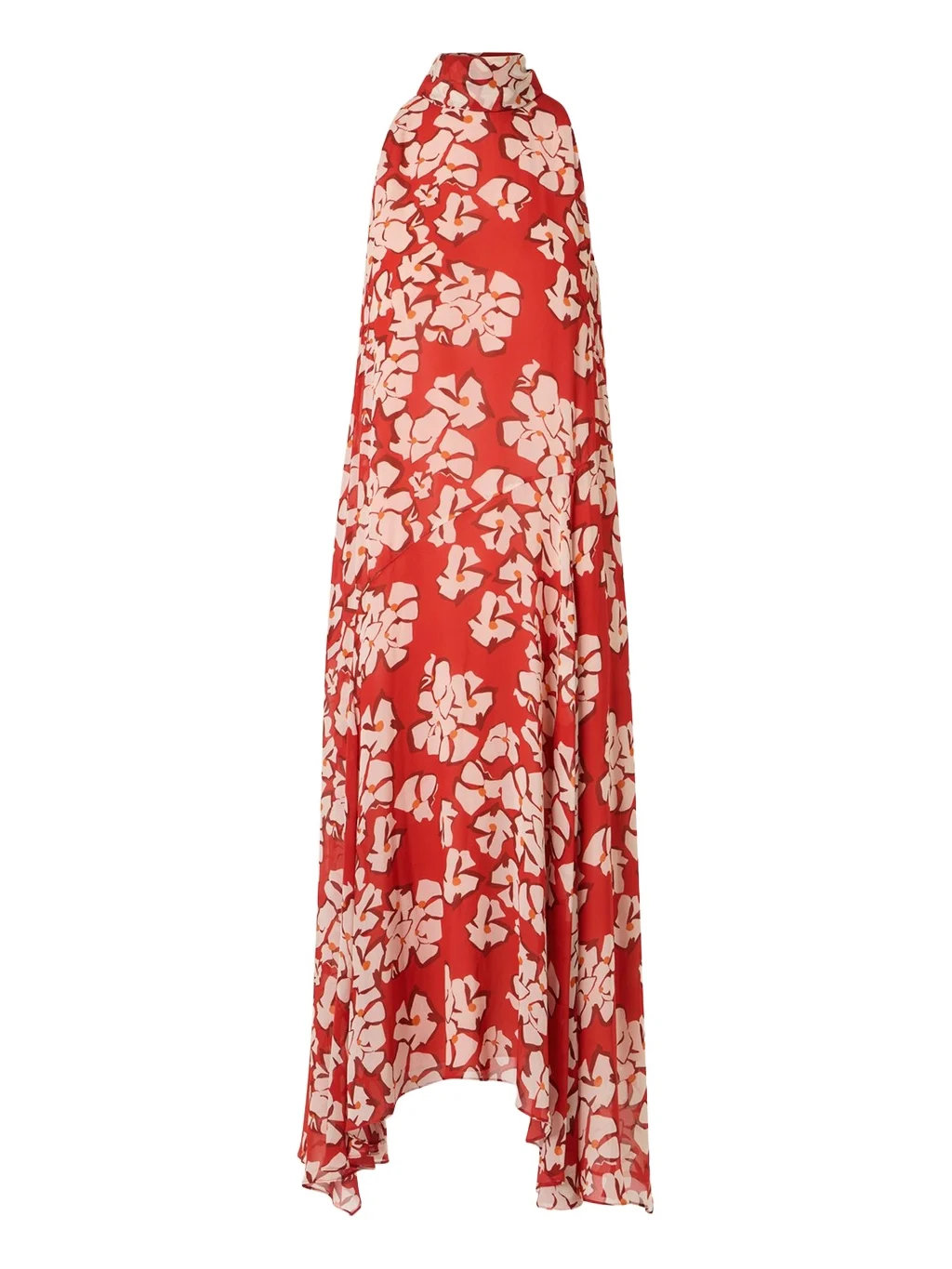 Mock-Neck Papercut Floral Print Viscose Georgette Midi Dress Mock-Neck Papercut Floral Print Viscose Georgette Midi Dress