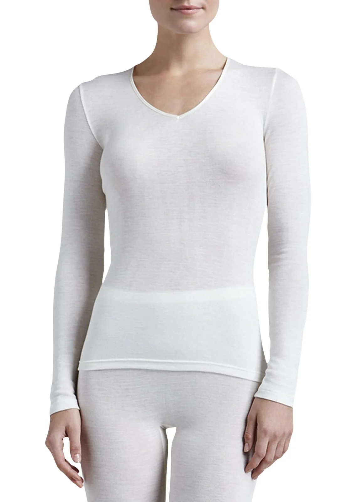 Wool & Silk Blend V-Neck Top