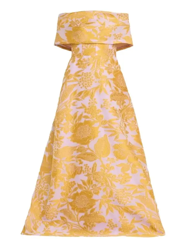 Floral Fil Coupe Off-The-Shoulder Gown Floral Fil Coupe Off-The-Shoulder Gown