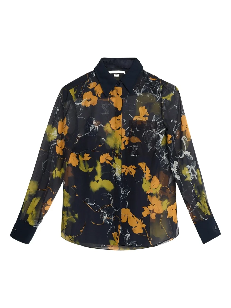 Shadow Floral Crepe De Chine Button-Down Shirt Shadow Floral Crepe De Chine Button-Down Shirt