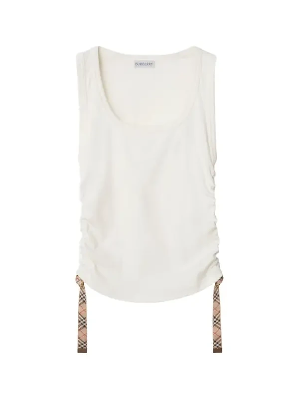 Ruched Check Drawstring Tank Top Ruched Check Drawstring Tank Top