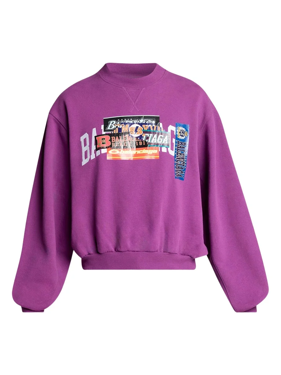 Balenciaga Men's Overlapping Logo Crewneck Sweatshirt