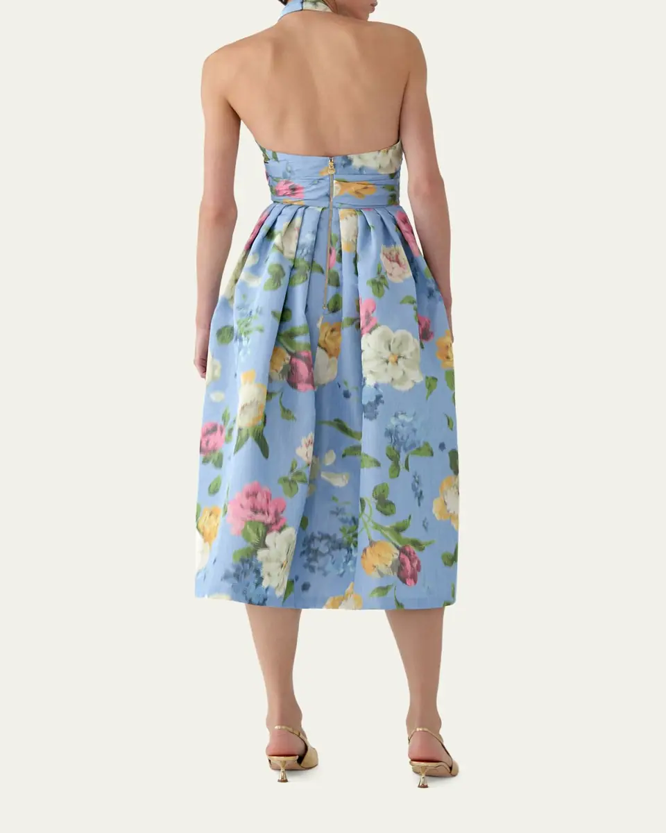 Carolina Herrera Floral Crisscross Halter Midi Dress | Thumbnail 3 Carolina Herrera Floral Crisscross Halter Midi Dress | Thumbnail 3