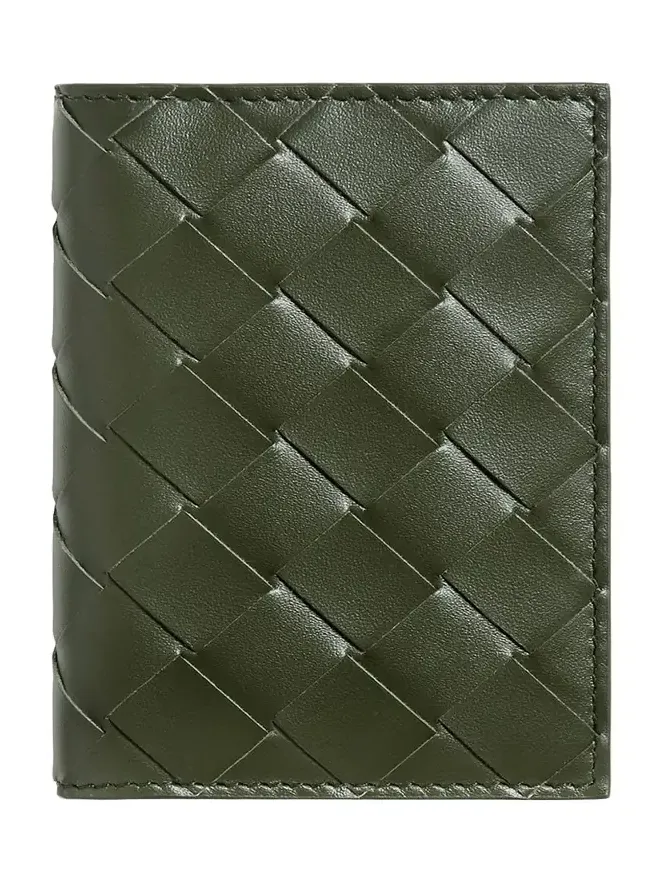 Men's Intrecciato Leather Flap Card Case Men's Intrecciato Leather Flap Card Case