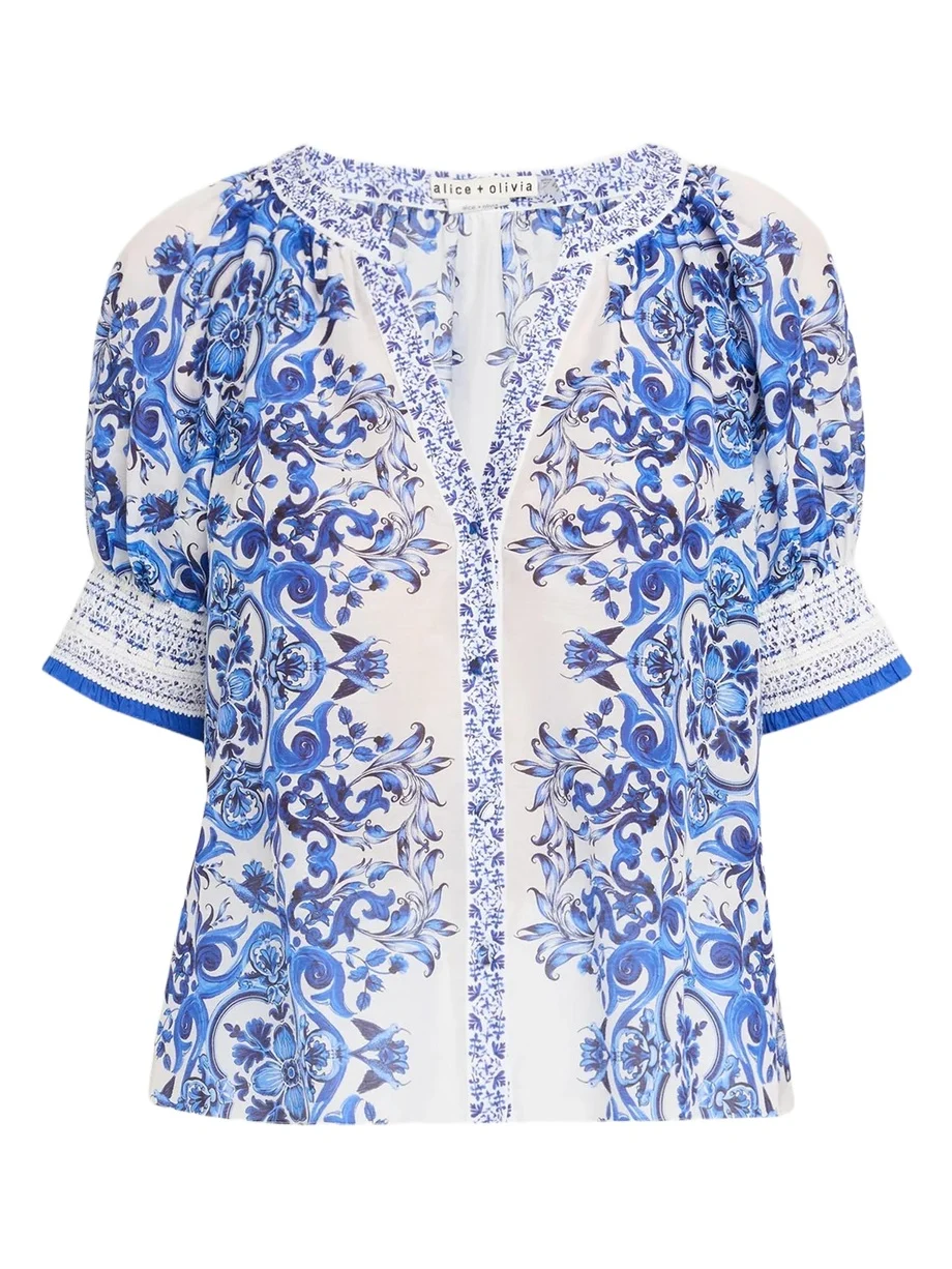 Alice + Olivia Thalia Puff-Sleeve Blouse