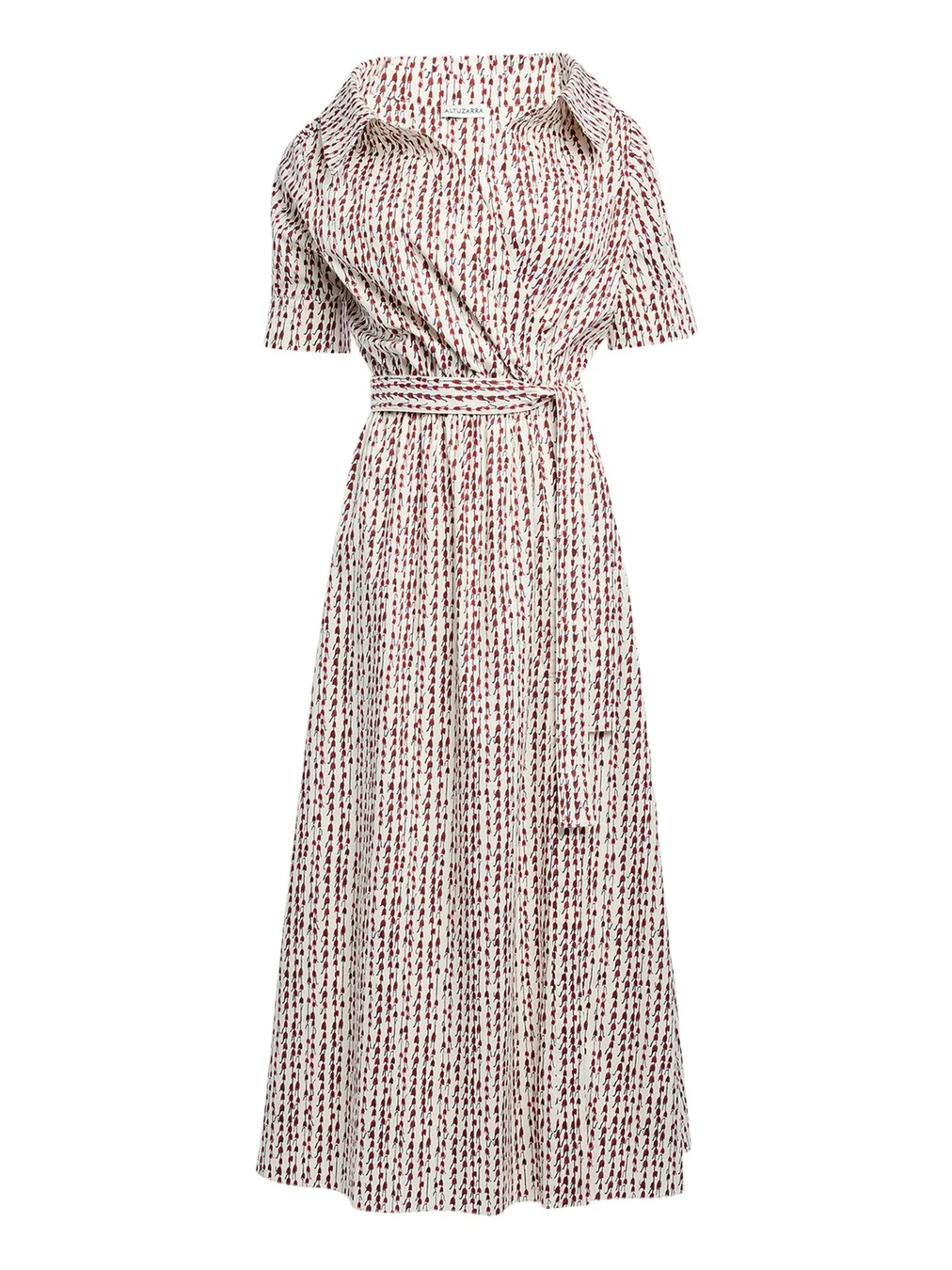 Altuzarra Lydia Abstract-Print Waist-Tie Midi Shirtdress