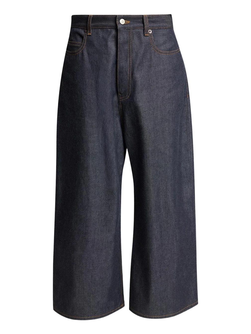 Men's Raw Indigo Denim Wide-Leg Jeans