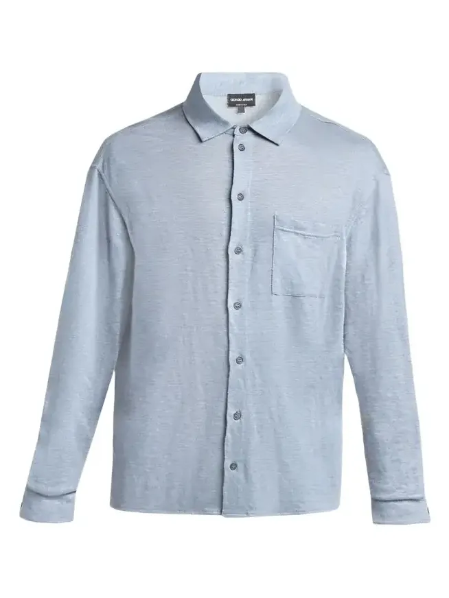 Men's Jersey Linen Button-Down Shirt Men's Jersey Linen Button-Down Shirt