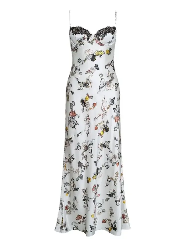 Sayla Lace-Trim Silk Gown