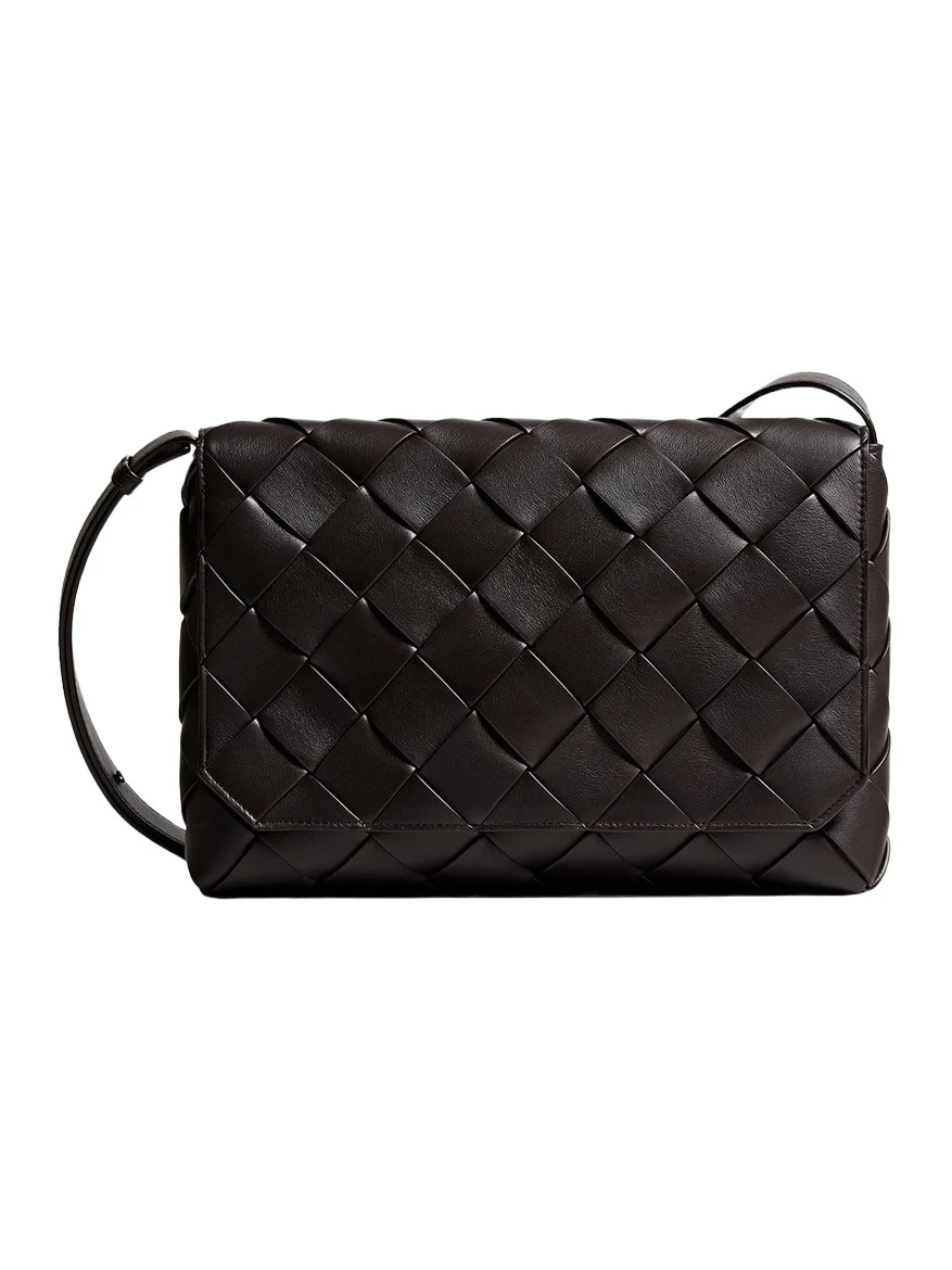 Bottega Veneta Men's Diago Large Intreccio Leather Messenger Bag