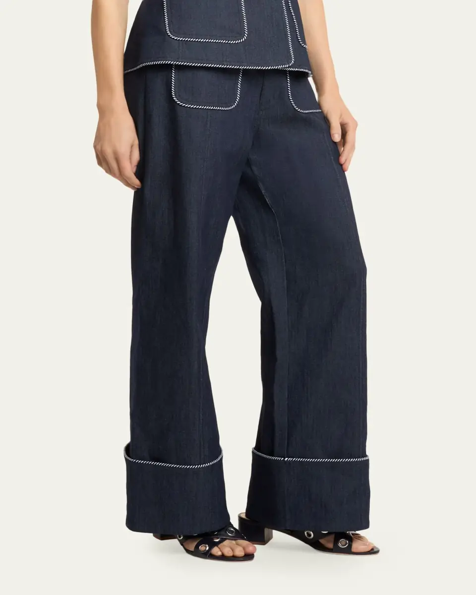 Cinq à Sept Wide-Leg Twist-Trim Jeans | Thumbnail 4 Cinq à Sept Wide-Leg Twist-Trim Jeans | Thumbnail 4