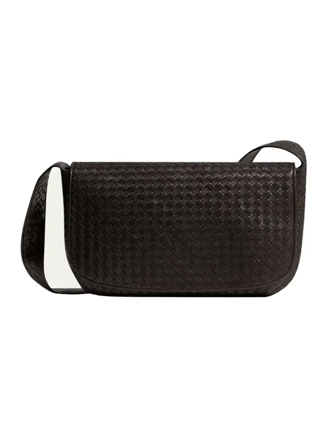 Men's Large Intrecciato Leather Flap Messenger Bag