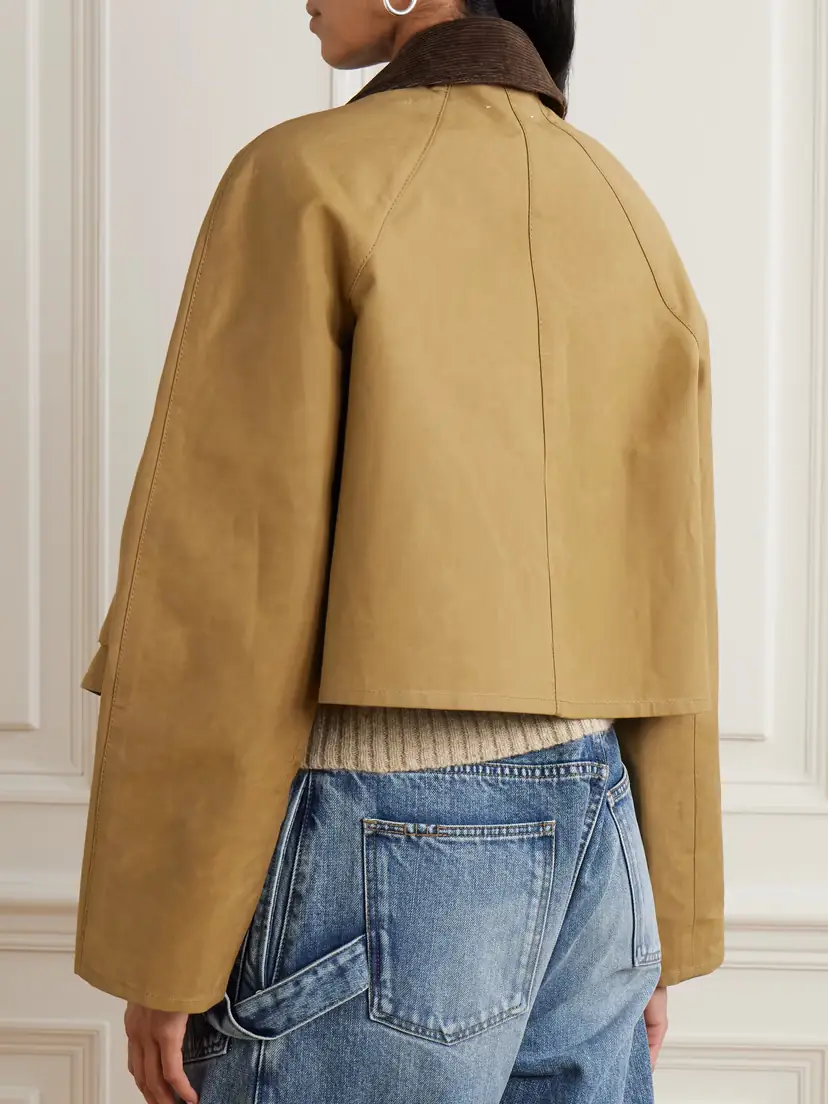 JW Anderson Cropped Corduroy-trimmed Waxed-cotton Jacket | Thumbnail 4