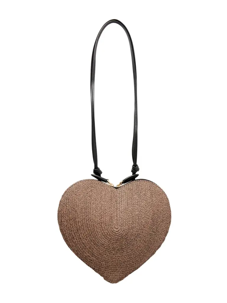 Le Cœur Leather-trimmed Raffia Shoulder Bag Le Cœur Leather-trimmed Raffia Shoulder Bag