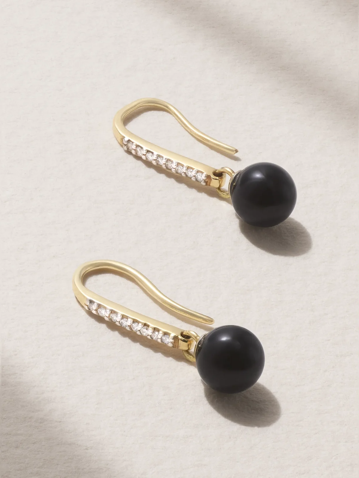 14-karat Gold, Onyx And Diamond Earrings 14-karat Gold, Onyx And Diamond Earrings