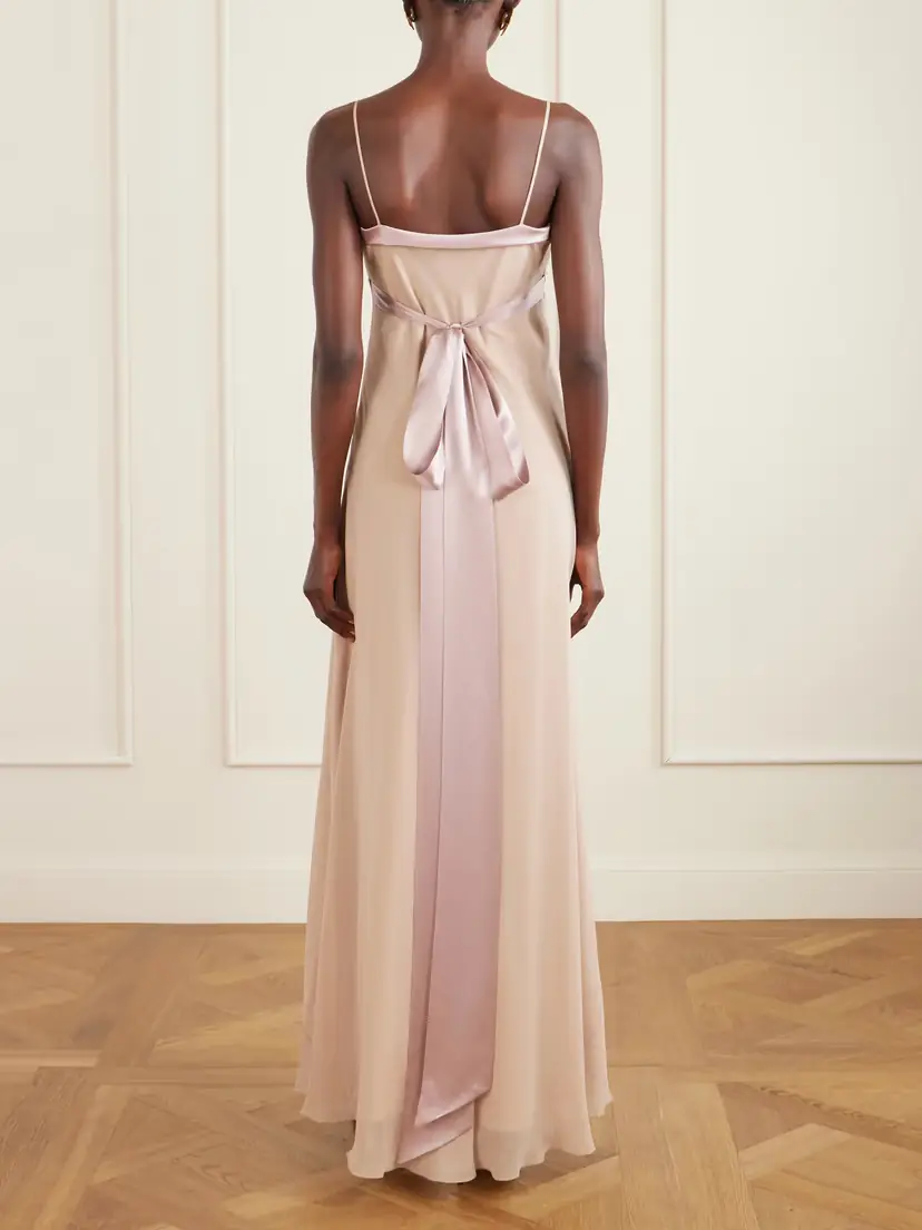 Valentino Garavani Lace- And Satin-trimmed Silk-georgette Gown | Thumbnail 3