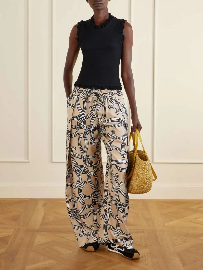 Loewe + Paula's Ibiza Eclipse Basket Medium Leather-trimmed Raffia Tote | Thumbnail 3