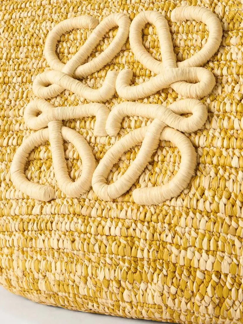 Loewe + Paula's Ibiza Eclipse Basket Medium Leather-trimmed Raffia Tote | Thumbnail 5