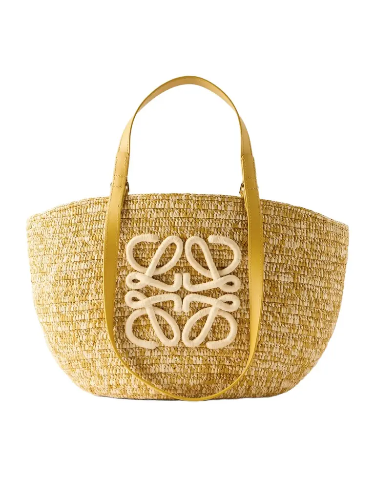 Loewe + Paula's Ibiza Eclipse Basket Medium Leather-trimmed Raffia Tote | Image 1 Loewe + Paula's Ibiza Eclipse Basket Medium Leather-trimmed Raffia Tote | Image 1