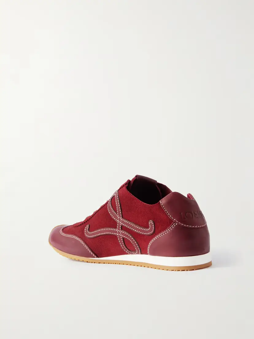 Loewe Ballet Runner 2.0 Logo-appliquéd Leather And Suede Sneakers - Burgundy | Thumbnail 3 Loewe Ballet Runner 2.0 Logo-appliquéd Leather And Suede Sneakers - Burgundy | Thumbnail 3