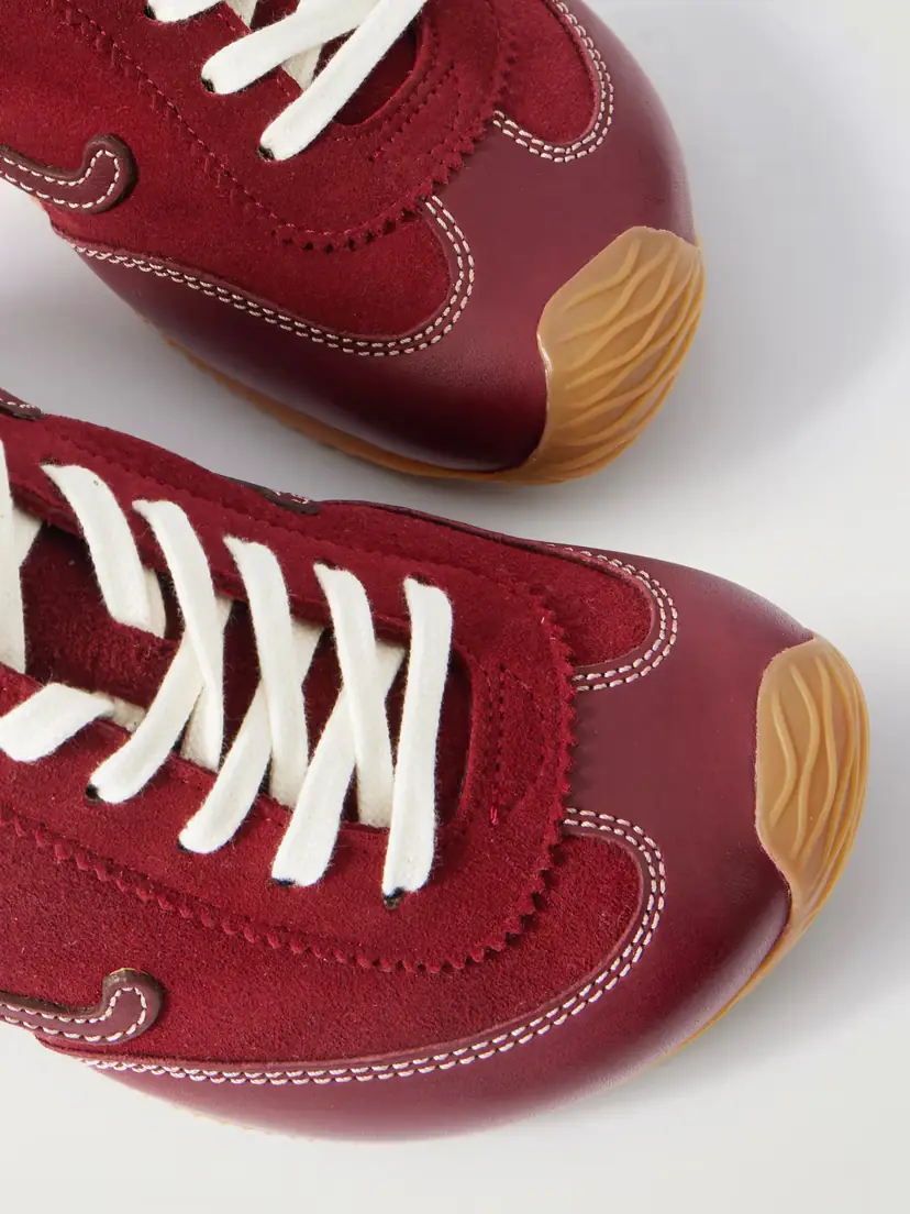 Loewe Ballet Runner 2.0 Logo-appliquéd Leather And Suede Sneakers - Burgundy | Thumbnail 4 Loewe Ballet Runner 2.0 Logo-appliquéd Leather And Suede Sneakers - Burgundy | Thumbnail 4