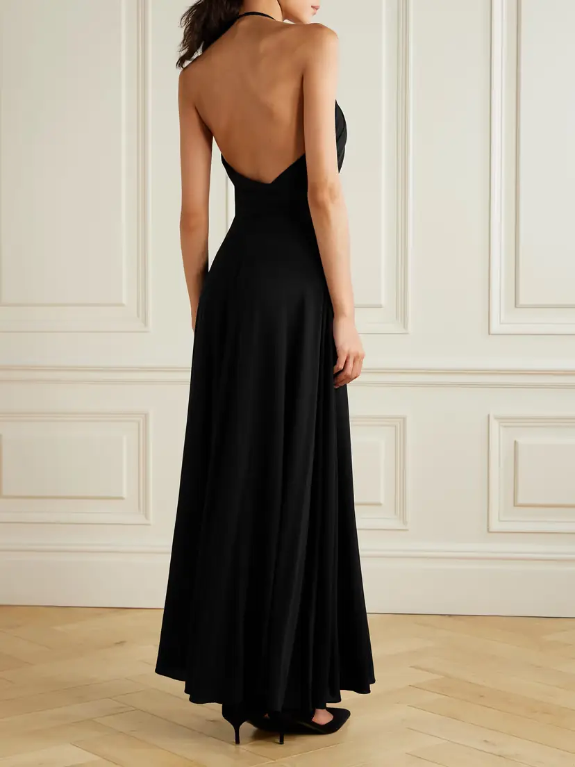 Alaïa Belted Gathered Jersey Halterneck Maxi Dress | Thumbnail 3 Alaïa Belted Gathered Jersey Halterneck Maxi Dress | Thumbnail 3