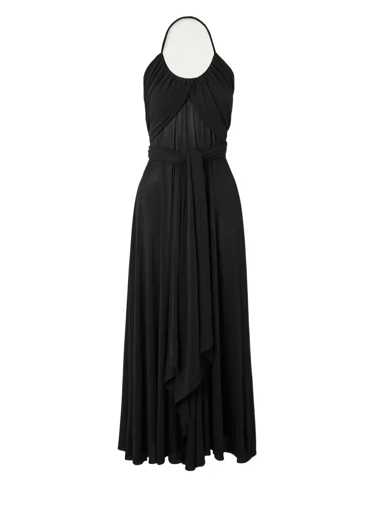 Belted Gathered Jersey Halterneck Maxi Dress Belted Gathered Jersey Halterneck Maxi Dress
