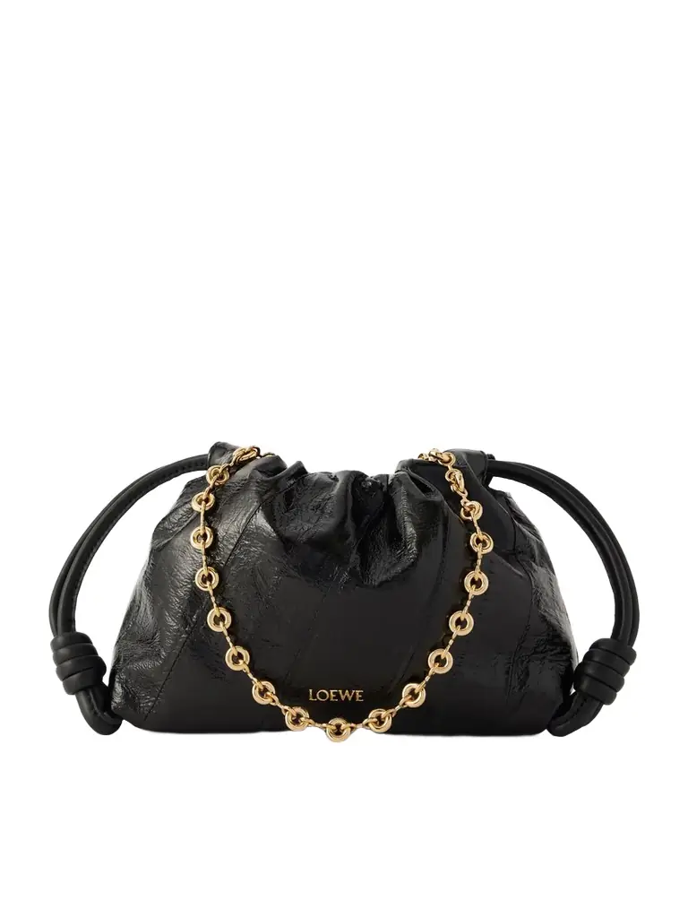 Flamenco Mini Leather-trimmed Crinkled-eel Clutch Flamenco Mini Leather-trimmed Crinkled-eel Clutch