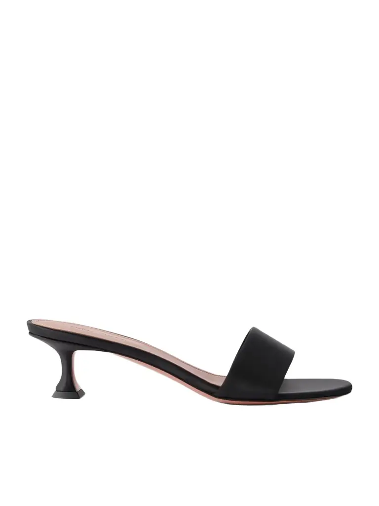 Amina Muaddi Andreea 45 Satin Mules | Image 1 Amina Muaddi Andreea 45 Satin Mules | Image 1