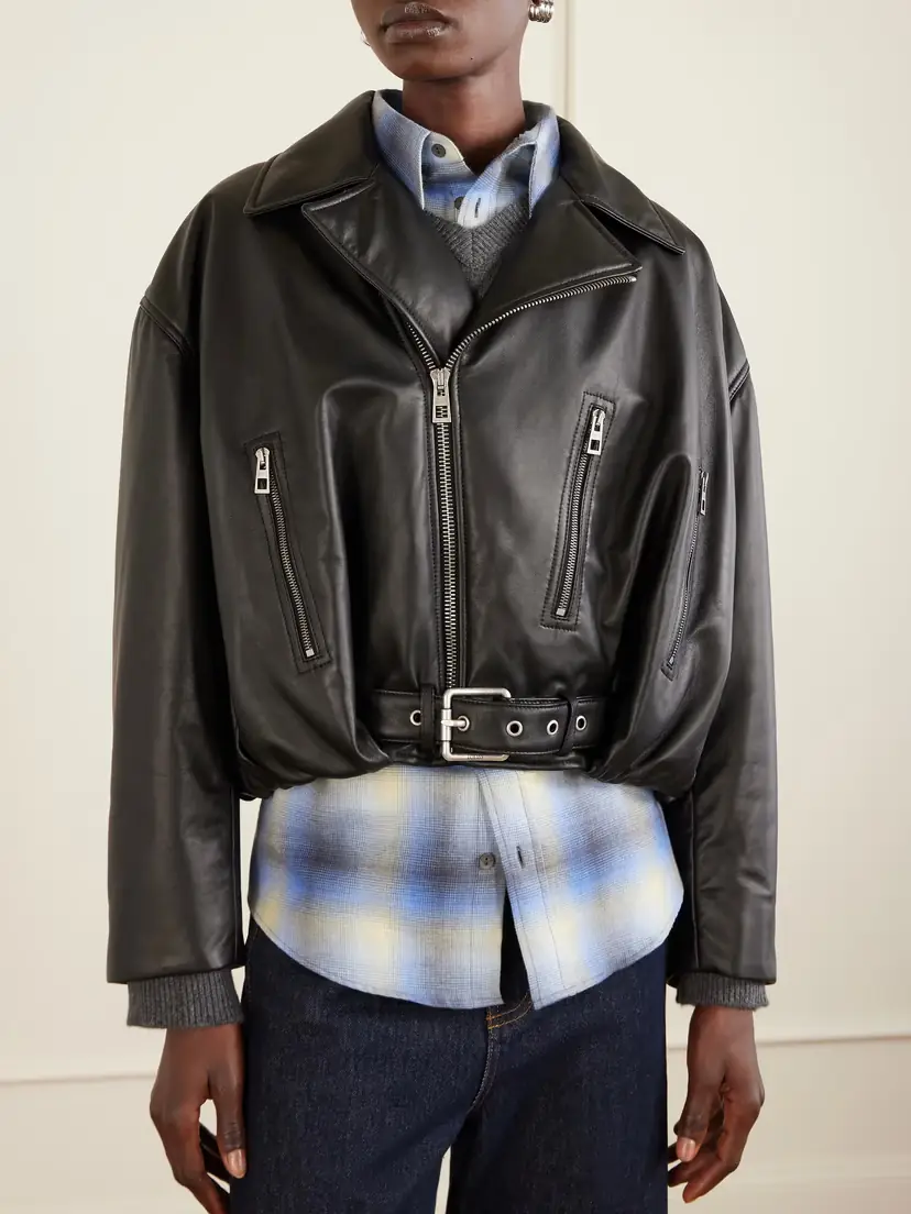 Loewe Cropped Buckled Leather Biker Jacket | Thumbnail 3 Loewe Cropped Buckled Leather Biker Jacket | Thumbnail 3
