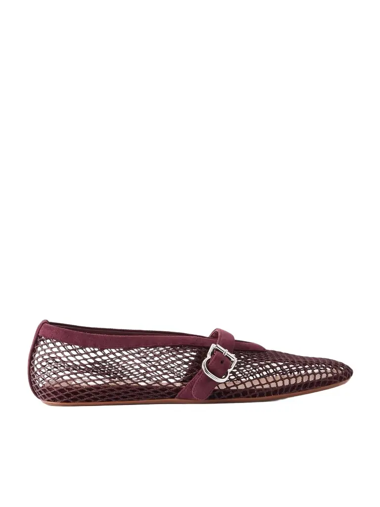 Suede-trimmed Mesh Ballet Flats