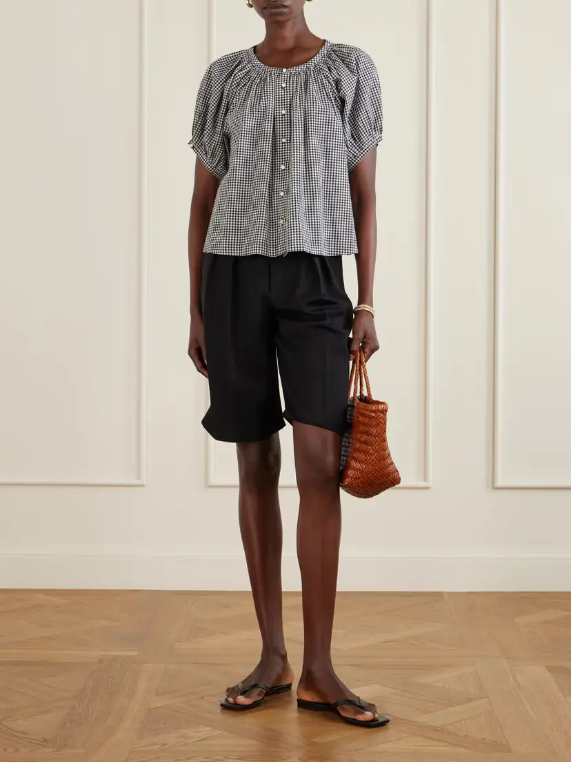 DÔEN June Gathered Checked Cotton Blouse | Thumbnail 2 DÔEN June Gathered Checked Cotton Blouse | Thumbnail 2