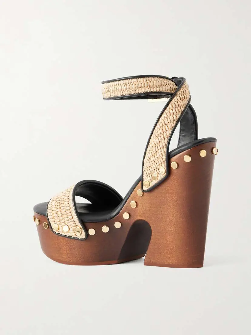 Givenchy Studded Raffia Wedge Sandals | Thumbnail 3 Givenchy Studded Raffia Wedge Sandals | Thumbnail 3