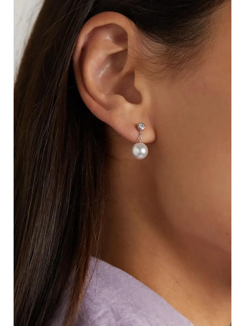 Mikimoto 18-karat White Gold, Pearl And Diamond Earrings | Thumbnail 2 Mikimoto 18-karat White Gold, Pearl And Diamond Earrings | Thumbnail 2