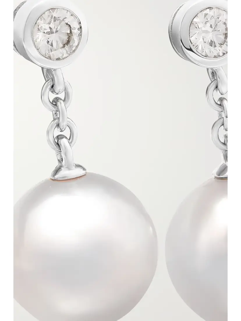 Mikimoto 18-karat White Gold, Pearl And Diamond Earrings | Thumbnail 4 Mikimoto 18-karat White Gold, Pearl And Diamond Earrings | Thumbnail 4
